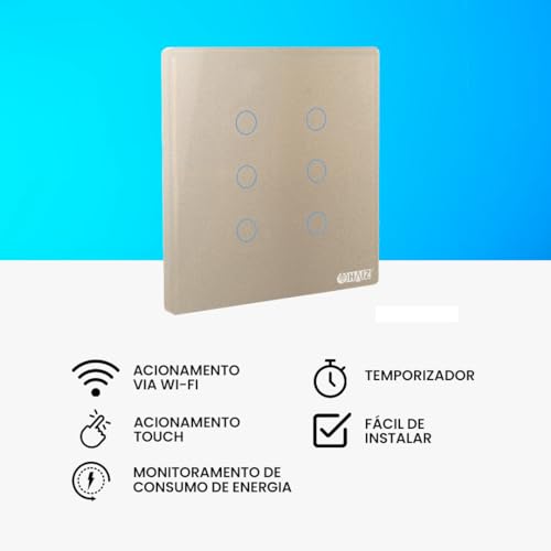 Interruptor inteligente Haiz Touch Screen 6 Botões Compatível com Alexa e Google Home Resistente à Á