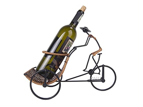 Old Modern Handicrafts Asian Style Rickshaw Cyclist Wine Holder