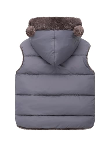 Happy Cherry Toddler Baby Puffer Vest with Hood Ears Hooded Sleeveless Bubble Jacket Insulated Padded Vest 2-7 Years2