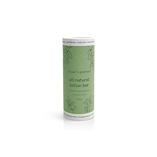 Chuan's Promise Citrus Lotion Bar for All Skin Types, Zero Waste Skincare, Eco-Friendly, Plastic-Free, Organic Beeswax, Travel friendly, Cruelty-Free, Recyclable Packaging, 3-ounce Tube