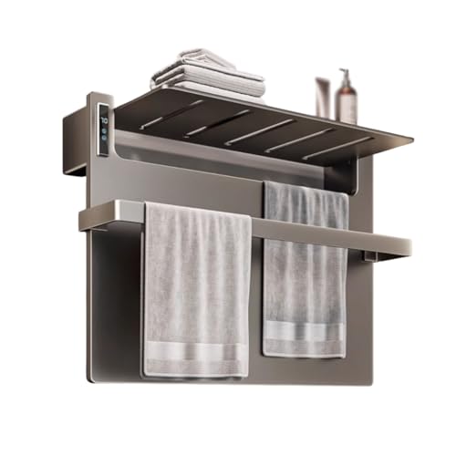 Chauffe-Serviettes électrique enfichable avec Panneau Tactile, Rangement Multifonctionnel, Porte-Serviettes Chauffant et séchant en graphène étanche pour Chambre à Coucher