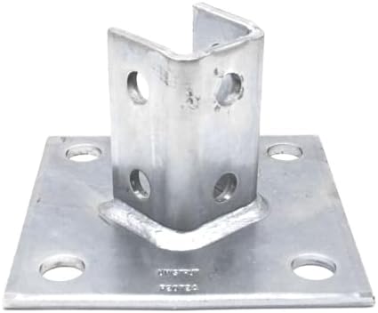 Unistrut P2072A Double Fix 2-Hole Channel Base Floor Bracket Fittings 41x41mm Hot Dip Galvanised, Silver, Set of 10 Pieces