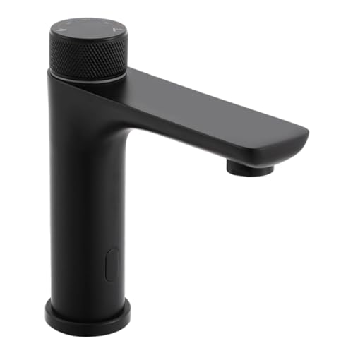 Robinet infrarouge de salle de bain avec capteur - Robinet automatique sans contact - Mitigeur de lavabo pour lavabo, salle de bain, cuisine, lavabo à main (noir)
