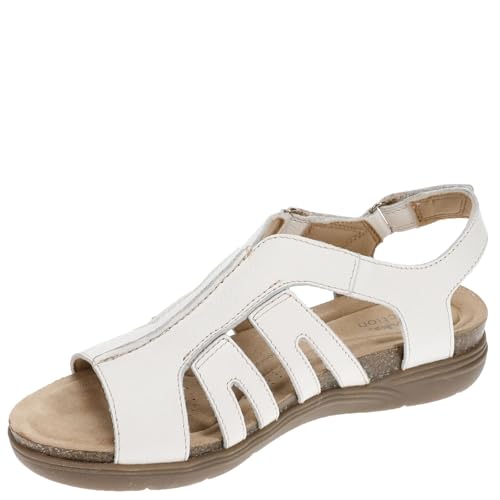 Clarks Collection Women's April Belle Flat Sandal, White Leather, 11 Medium US