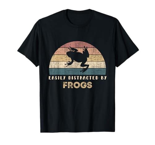 Retro Vintage Easily Distracted By Frogs Funny Frog Lover Camiseta