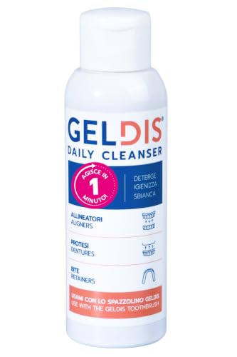 GELDIS® Daily Cleanser- Geldis Gel Limpiador Desinfectante y Blanqueador para la higiene diaria de Bandejas Transparentes, Aparatos de Ortodoncia, Prótesis Dentales y Mordida