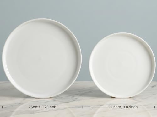 Image of Bodhi House 18 Piece Porcelain Dinner Set for 6, White Dinnerware Set with 6 Dinner Plates, 6 Quarter Plates & 6 Katori, Microwave & Dishwasher Safe, Chip Resistant Crockery Set for Home, Gift