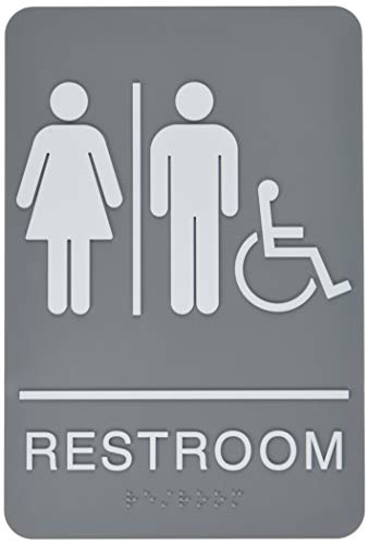 HeadlineÂ Sign Headline Sign® ADA Sign, Restroom/Wheelchair Accessible Tactile Symbol, Molded Plastic, 6 x 9