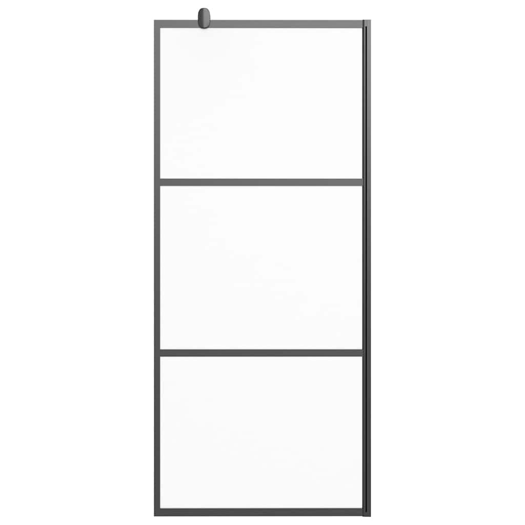 Parete doccia walk-in, 80 x 195 cm, vetro di sicurezza ESG opaco nero, con telaio in alluminio e asta di supporto regolabile, per vasca da bagno, doccia, zona bagnata, paraspruzzi