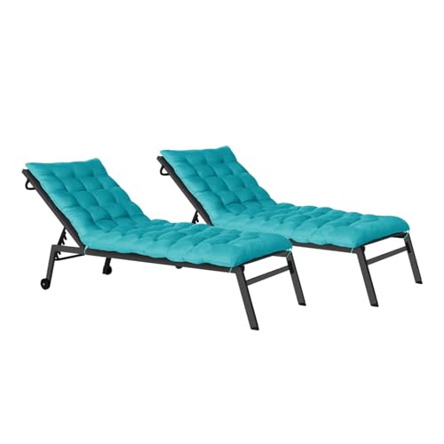 IDMarket - Lot de 2 Coussins universels de transat Adam 180 cm Bleu Canard
