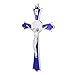 VINETEN Blue Enamel Crucifix Wall Cross -Saint Benedict Metal Wall Art-Cross Give Blessing and The Spiritual Sacred -Crucifix Gift for Grandma, boys Baptism Gift
