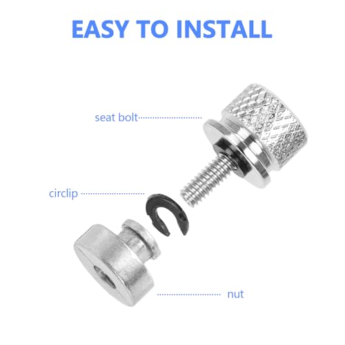 Image of Rear Seat Bolt Screw w /Nut Stainless 1 /4 inch-20 Thread Skull Pattern Knurled | Fits for Harley Touring Fits for Sportster Softail Dyna CVO Fits for Fatbob Electra Glide Fits for Street Glide