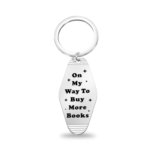 CENWA Bookish Book Lover Motel Keychain On My Way To Buy More Books Funny Gifts for Her Car Accessories