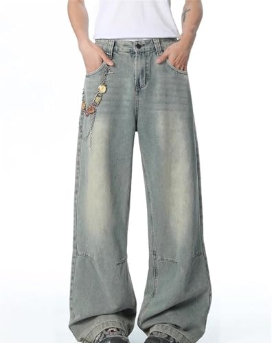 Men's Loose Jeans Blue Y2k Straight-Leg Wide-Leg Pants Street Retro Casual Jeans2