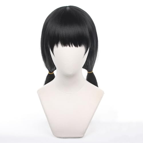 Image of Anime Wigs for Mitaka Asa Cosplay Wig - Black Pigtailss Resistant Synthetic Wig for Role Play with Wig Cap for Festival,Costume Party
