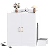 Hey-brother Cat Litter Robot Enclosure, Large Hidden Litter Box Furniture with Charging Station, Suitable for Automatic/Self-Cleaning Cats Litter Boxes and Litter Robot 3/4, Modern, White JCLB005WT