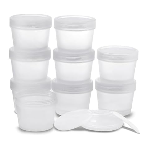 LONGWAY 3.4oz/100ml Empty Leakproof Cosmetic Pot Jars，Wide-Mouth Plastic Mask Container with Dome Lids for Beauty Products, DIY Slime Making or Travel Storage MakeUp（Clear） Cover