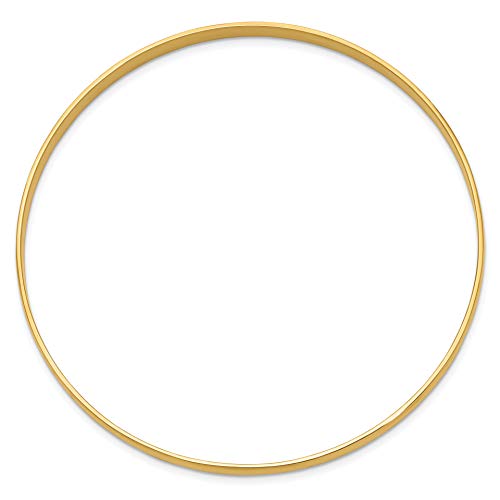IceCarats 14K Solid Yellow Gold 4mm Half Round Slip On Bangle Bracelet3