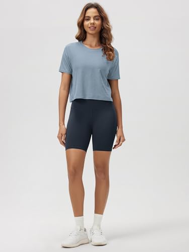 Image of ODODOS Women's Performance Cropped Tee Ultra Soft odSTRATUM Tech Short Sleeve Relaxed Top Crew Neck T-Shirts