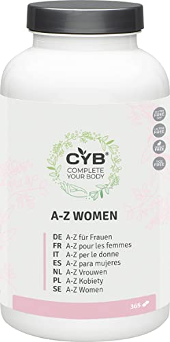 CYB | Comprimidos Multivitamínicos para Mujeres - 365 Comprimidos Suministro para 1 Año - Vitamina C Vitamina D Ácido Fólico Calcio Hierro y Más - Suplemento Diario - Producto Vegetariano