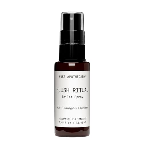 Muse Apothecary Flush Ritual - Aromatic &amp; Refreshing Toilet Spray, Use Before You Go, Infused with Natural Essential Oils - Aloe + Eucalyptus + Lavender - Travel Size Mini Collection, 0.45 oz