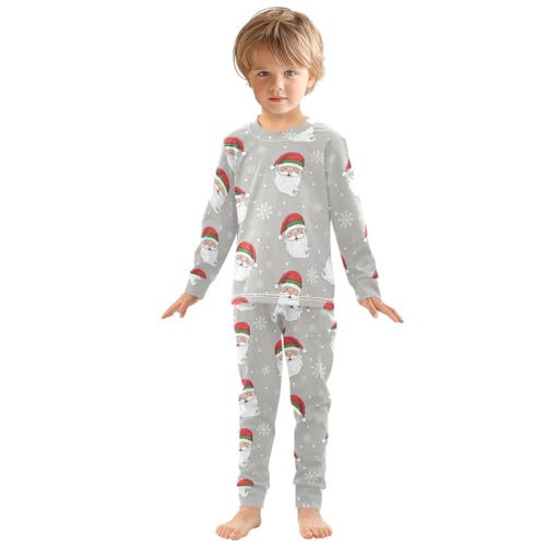 Pajama Sets Long Sleeve Santa Claus Snowflakes Pattern Soft Comfy Sleepwear 2 Piece PJS 3-8T2