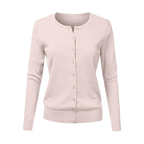 Cardigans for Women Lightweight 2025 Summer Trendy Fashion Long Sleeve Round Neck Open Front Button Down Knit Sweater