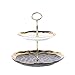 Double Fruit Plateau de fruits Assiette européenne Céramique Fruit Bowl moderne Salon Creative Fruit Cake Plate Plate fruits secs (taille: 25,5 cm * 27cm) (Color : Black)
