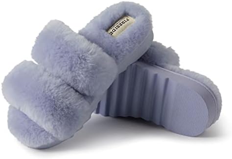 Dearfoams Women's Fireside Benalla All Over Shearling Double Band Easy on/Off Slide Slipper, Eventide, 8 | Image 2
