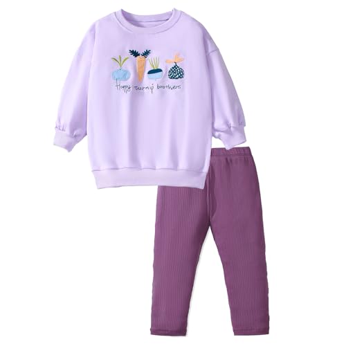Image of HILEELANG Toddler Girl Fall Outfits Clothing Pants Set Sweatshirt Cotton Strench Leggings Playwear Sets 2pc