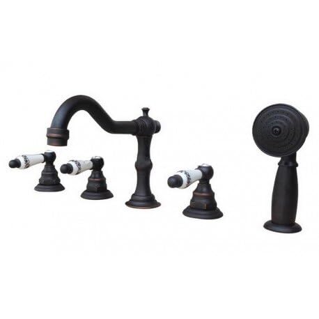 Robinet de baignoire contre les éclaboussures, mélangeur évier laiton 5 PCS eau chaude froide