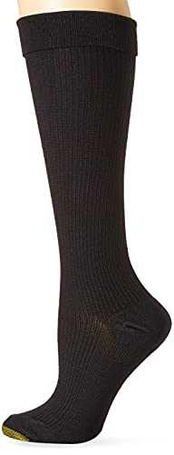 Gold Toe Women's Moderate Compression Ribbed Over The Calf Socks, 1 Pair, Black, Shoe Size: 6-9