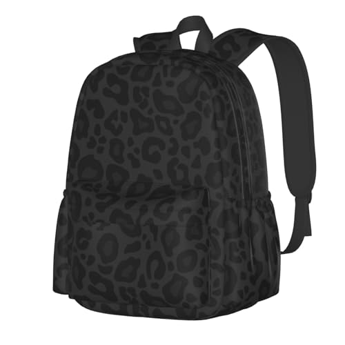 Leopard Black Texture Laptop Backpack For Men Women, Lightweight Daypack Bookbag For Daily Commutes Business Travel Hiking