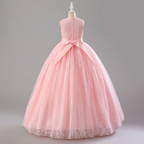 IDOPIP Sequin Flower Girl Lace Dress for Kids Wedding Pageant Party Formal Long Gown Princess First Communion Tulle Dresses3