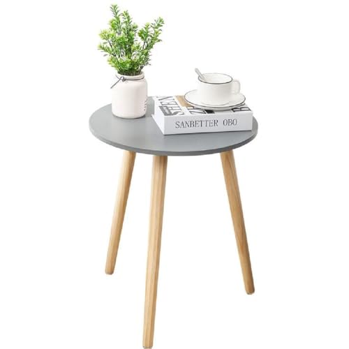 Image of End Table Wooden Side Table Foldable Round Shaped Side Table /Tea Coffee Breakfast Table Modern Living Room,or Apartments (Grey Natural)