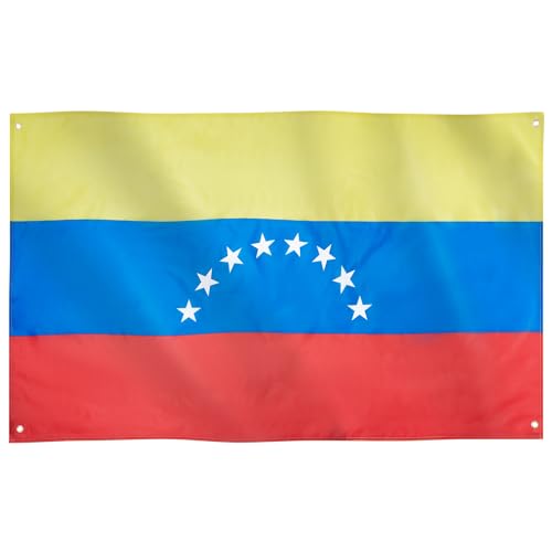Runesol Venezuela Flag, 91x152cm, 3ft x 5ft, 4 Grommets, Eyelet In Every Corner, Bolvarian Republic, Venezuelan Flag