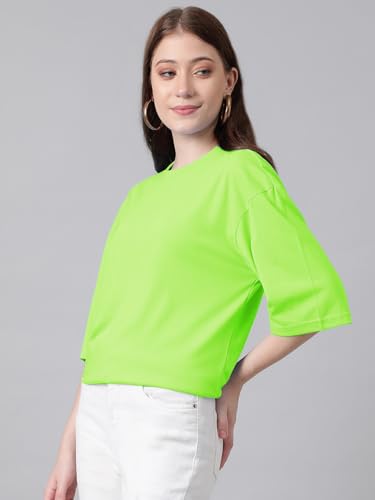 Image of KOTTY Women's Cotton Blend Solid Oversized T-Shirts