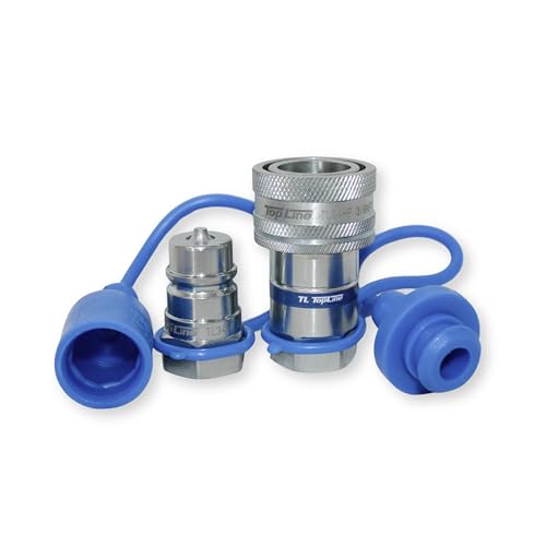 Image of 3 /8 inch NPT Thread Ag Hydraulic Quick Connect Coupler Set | 3 /8 inch Body Size | Tractor Attachments | ISO 5675 Heavy-Duty Poppet Style | Model TL34