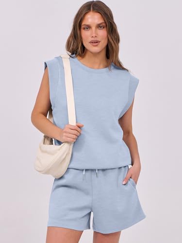 Image of ANRABESS Two Piece Sets for Women 2026 Summer Short Lounge Set Casual Beach Vacation Outfits Spring Sweatsuits Tracksuit
