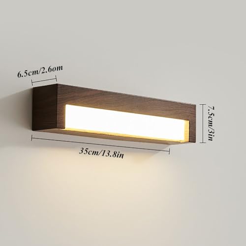 Aplique de pared rectangular de madera de nogal con tira LED de 6W 5