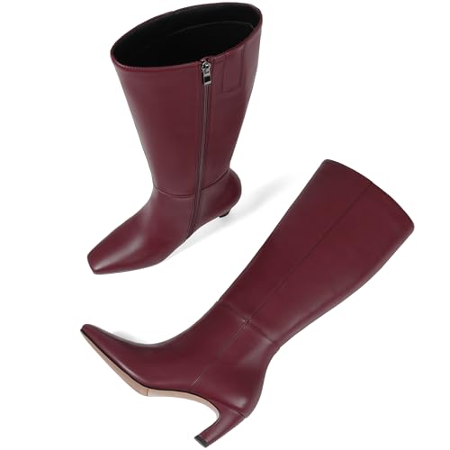 Image of Women's Knee High Boots, Comfortable Square Toe Faux Leather Boot Fashion Long Tall Boots for Riding Chunky High Heeled Dress /Casual Boot