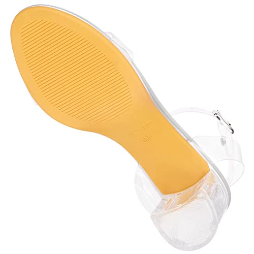 Image of Women's Strappy Clear Chunky Clear Block Low Heeled Sandals 2 Inches Open Toe Ankle Strap High Heel Dress Sandals Daily Work Party Sandal Shoes
