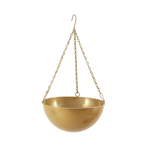 Wnvivi Blumentöpfe Zum Aufhängen, Metallpflanzen, Hängekorb für Den Außenbereich, Hängetöpfe, Pflanzgefäß mit Kette, Hängende Orchideentöpfe,(Gold, 18,5 cm)
