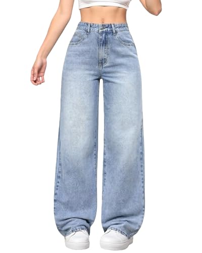 LuminBlaze Baggy Jeans Woman Mid Waist Wide Leg Loose Fit