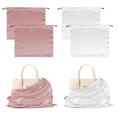 KIRZAX 4PCS Custodia in Tessuto per Custodia Antipolvere in Seta,Sacchetti per la Polvere per Borsetta con Coulisse,50 * 40cm per Proteggere Borse Zaini, Cosmetici, Vestiti Borsa a Mano Scarpe