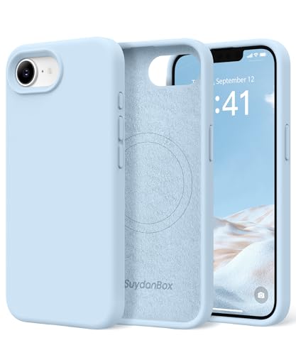 Image of Magnetic for iPhone 17e /iPhone 16e Case, Compatible with MagSafe, [Soft Anti-Scratch Microfiber Lining] Slim Silicone Shockproof Protective Phone Case for iPhone 17e /16e 6.1 inch, Light Blue