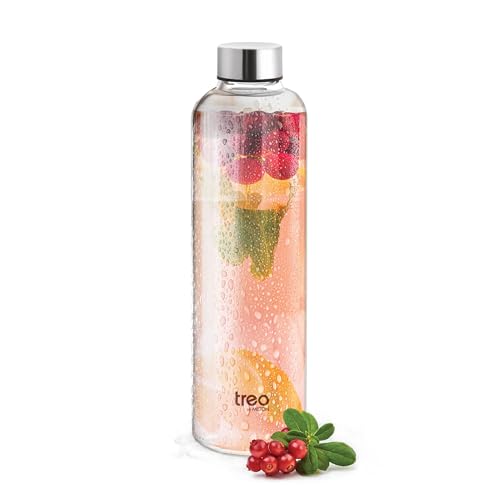 Treo by Milton Glass Water Bottle 1000 ml (1 L) حافظة ماء Borosilicate Drinking Bottle Leak-Proof Lid Transparent Ideal for Home Office & Travel Clarion