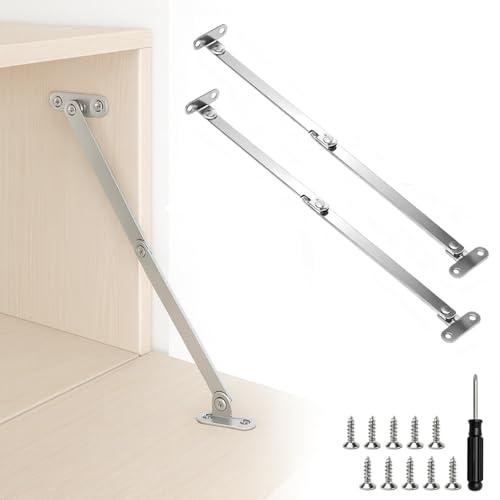 TMZELOA 2 PCS Bisagra Cierre Suave de Soporte de Tapa, Bisagra de Soporte de Tapa Elevación Bisagras Plegable Bisagras de Soportes de Tapa con Tornillo y Llave Hexagonal para Armario Estante Caja