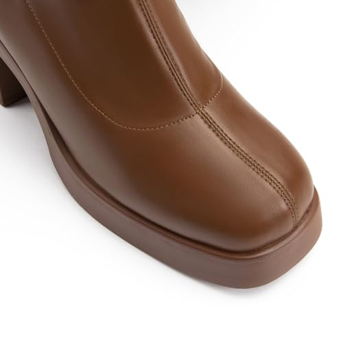 Knee High Boots for Women GoGo Boots Platform Square Toe Womens Chunky Heel Side Zipper Boot4