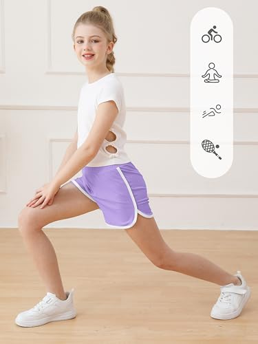 Image of Resinta 4 Packs Girls Soccer Shorts Toddler Girls Athletic Shorts Quick Dry Workout Dolphin Kids Active Shorts